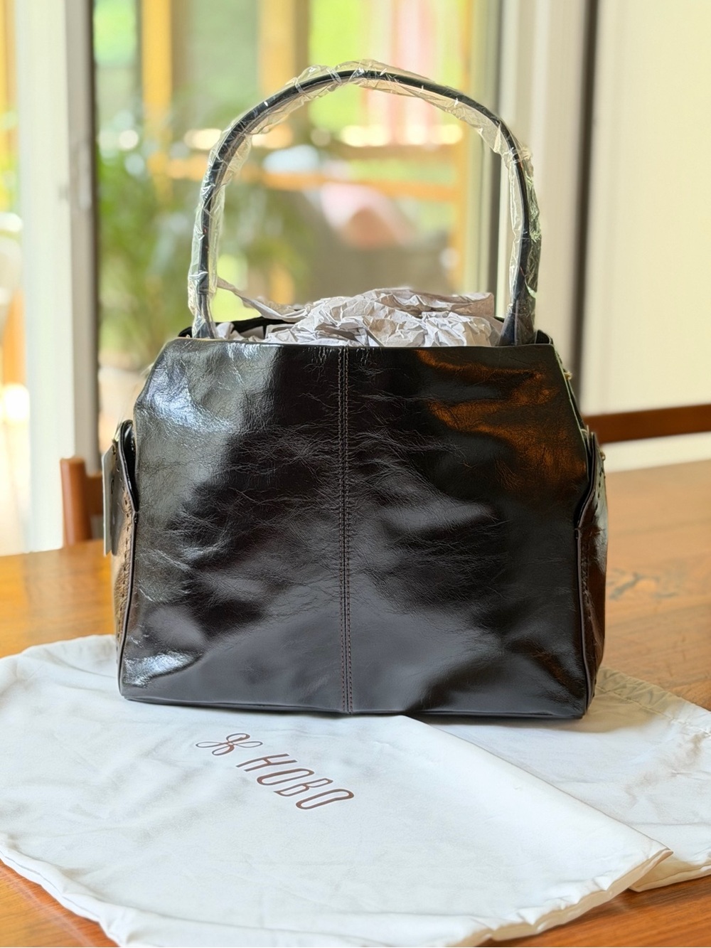 HOBO Seneca Black Genuine Leather Top-Handle Hobo Shoulder Bag